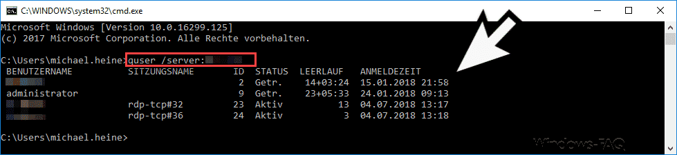 RDP-Sessions remote schließen und eine Übersicht über alle RDP-Sitzungen mit „quser“ abrufen