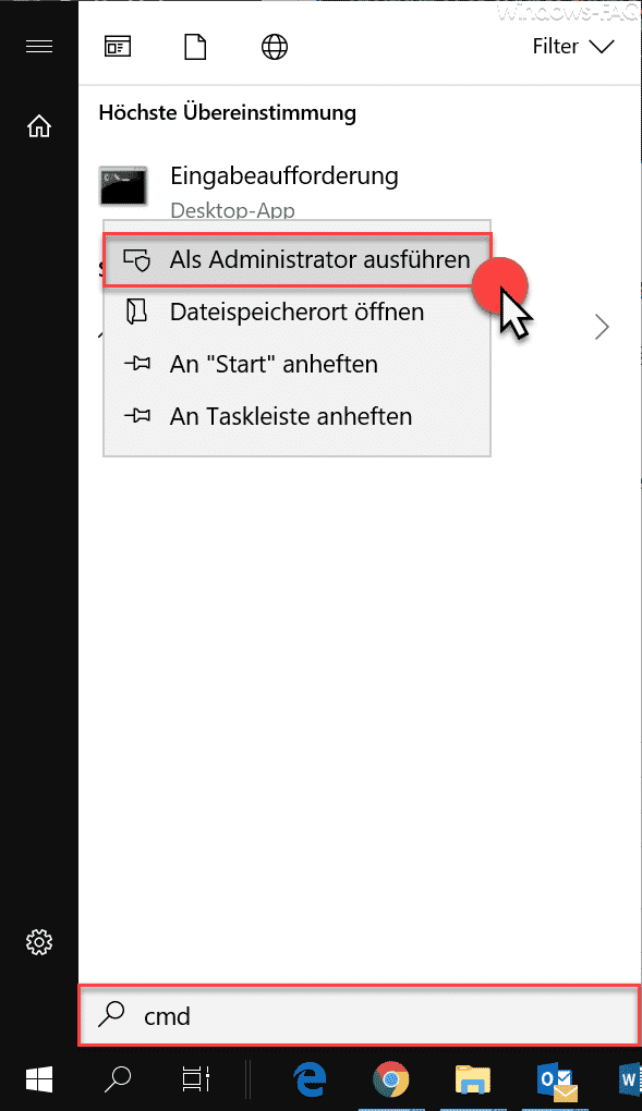 CMD als Administrator ausführen