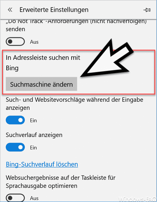 Edge Suchmaschine ändern