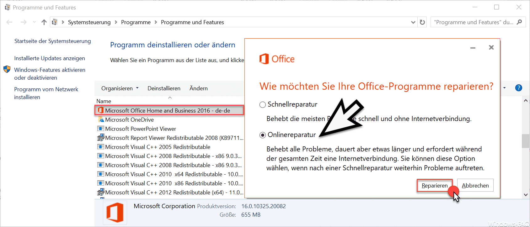 Office online reparieren