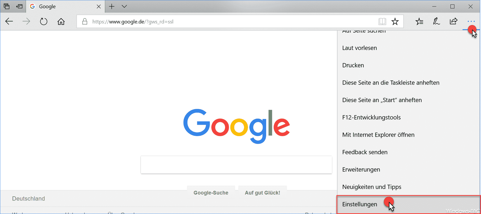 Windows Edge Einstellungen