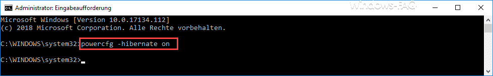 powercfg -hibernate on ohne Fehler 0x65