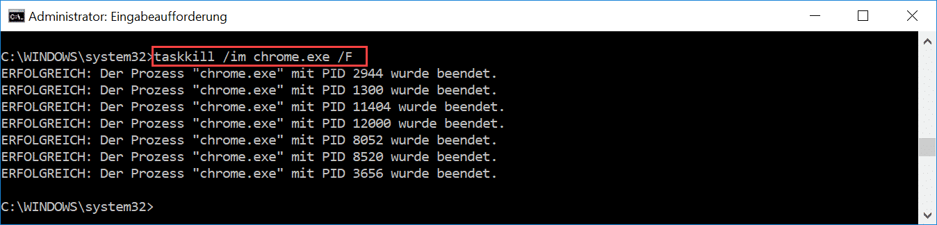 taskkill Prozessname