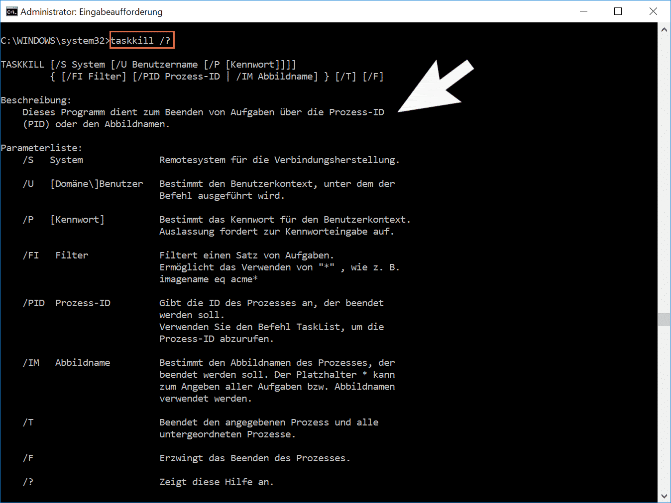 Aufgehängten Task oder Programm per Befehl beenden