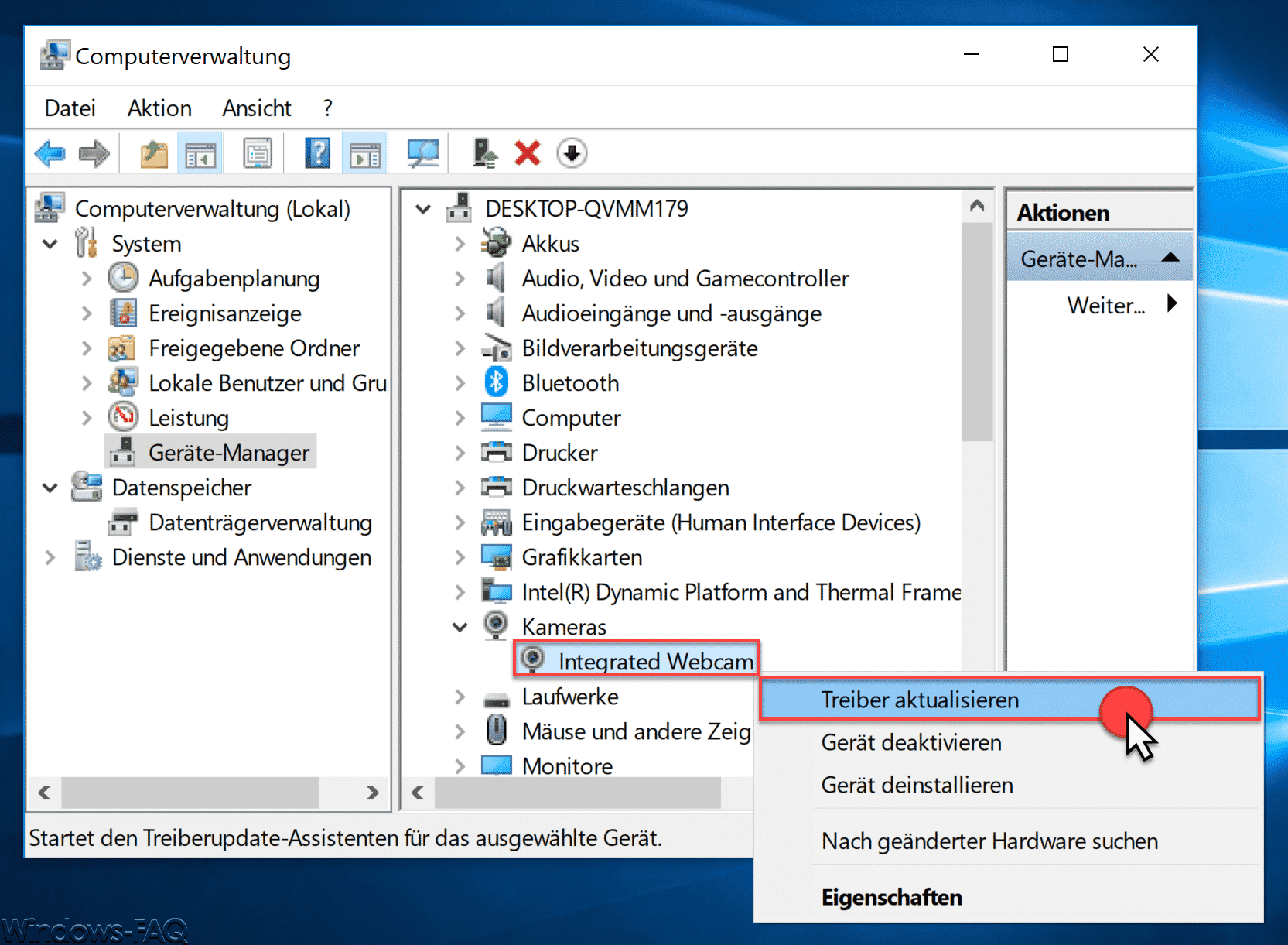 Integraded Webcam Treiber aktualisieren