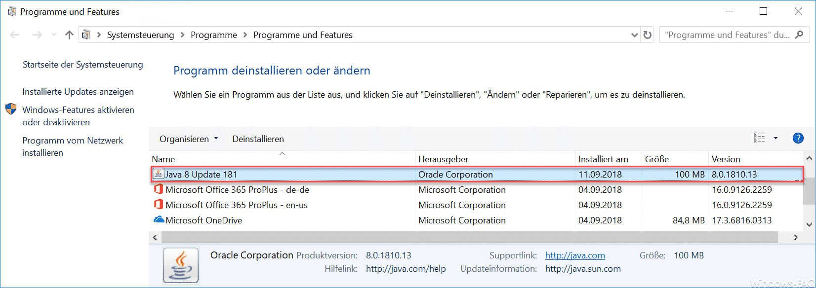 Java Version Appwiz.cpl