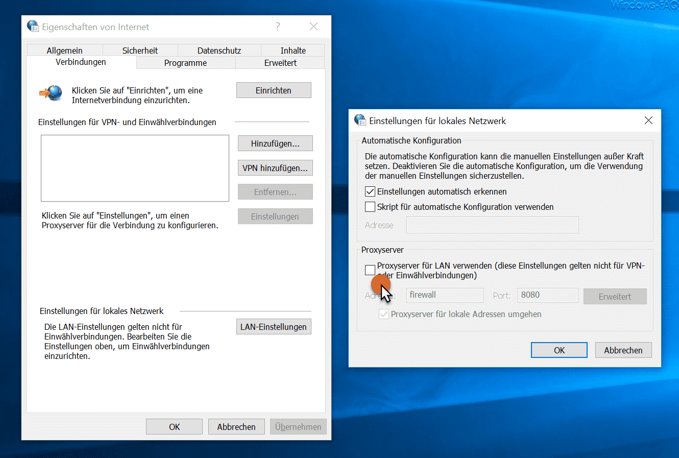 Proxyserver für LAN verwenden