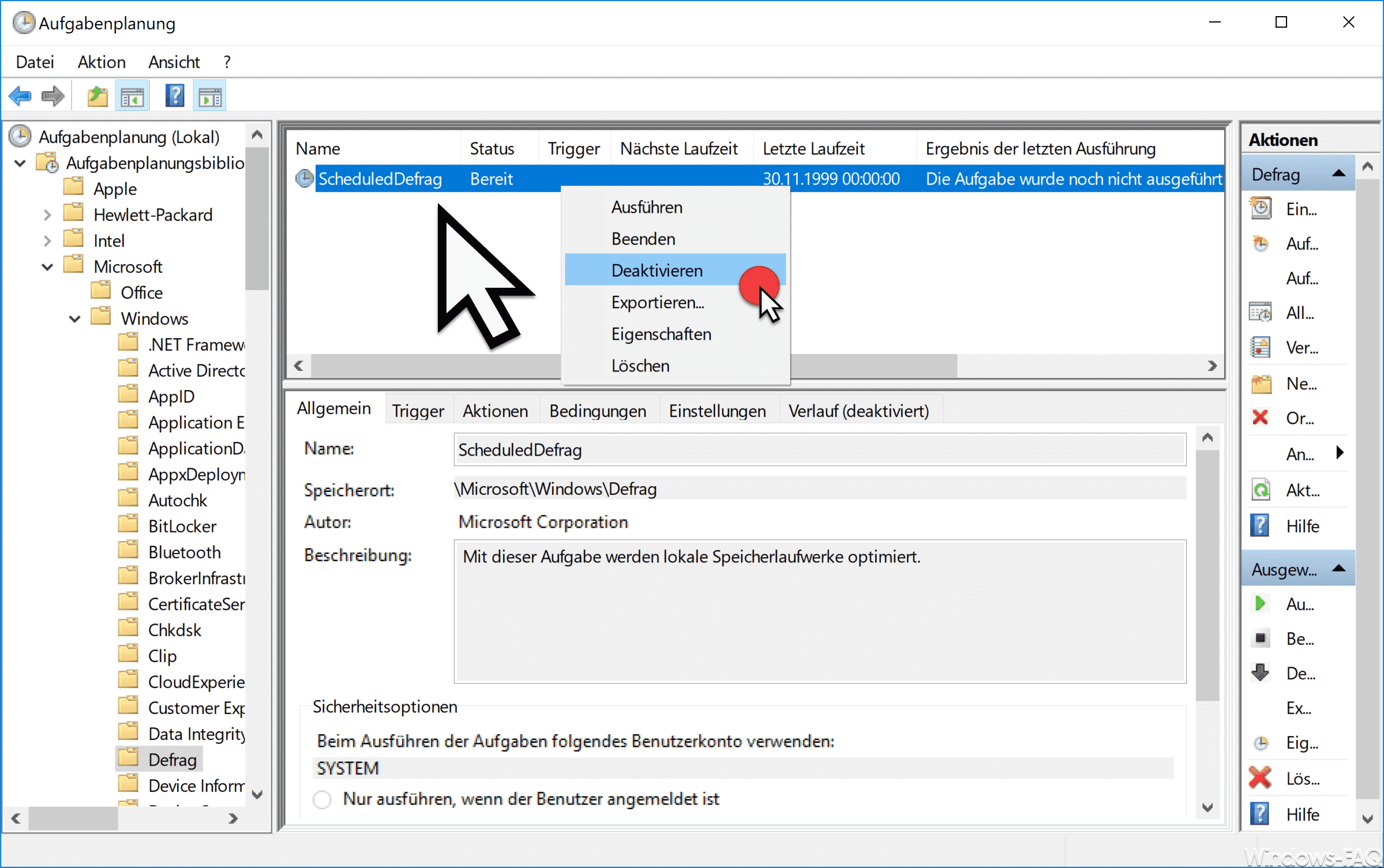 Tägliche Defragmentierung bei Windows 10 über die Aufgabenplanung deaktivieren