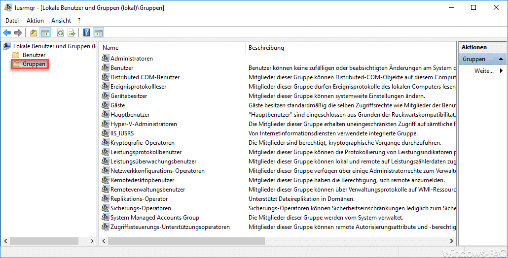 Windows Anmeldekonto anlegen und in lokale Windows Gruppen aufnehmen
