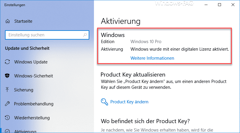 Windows wurde mit einer digitalen Lizenz aktiviert.