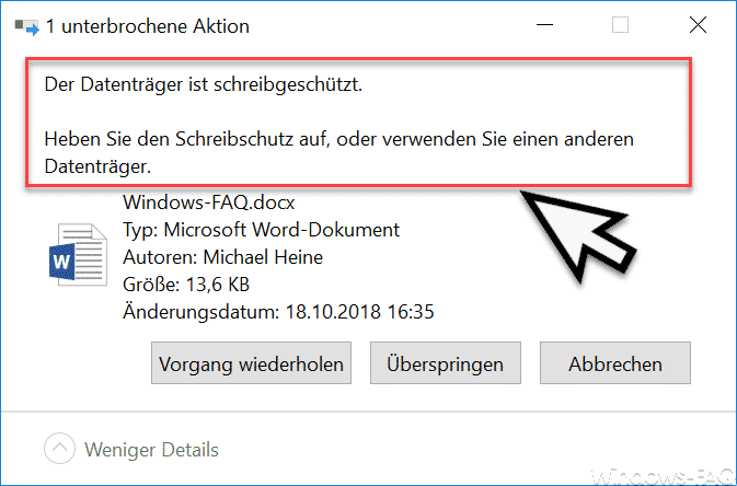 Der Datenträger ist schreibgeschützt