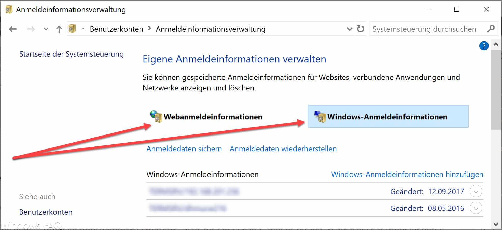 Eigene Anmeldeinformationen verwalten
