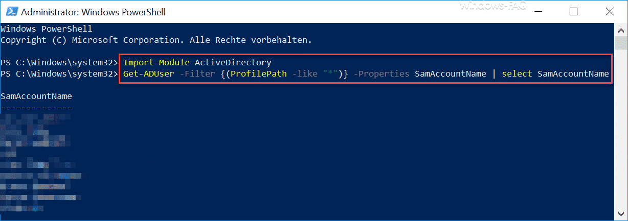 Get-ADUser -Filter ProfilePath