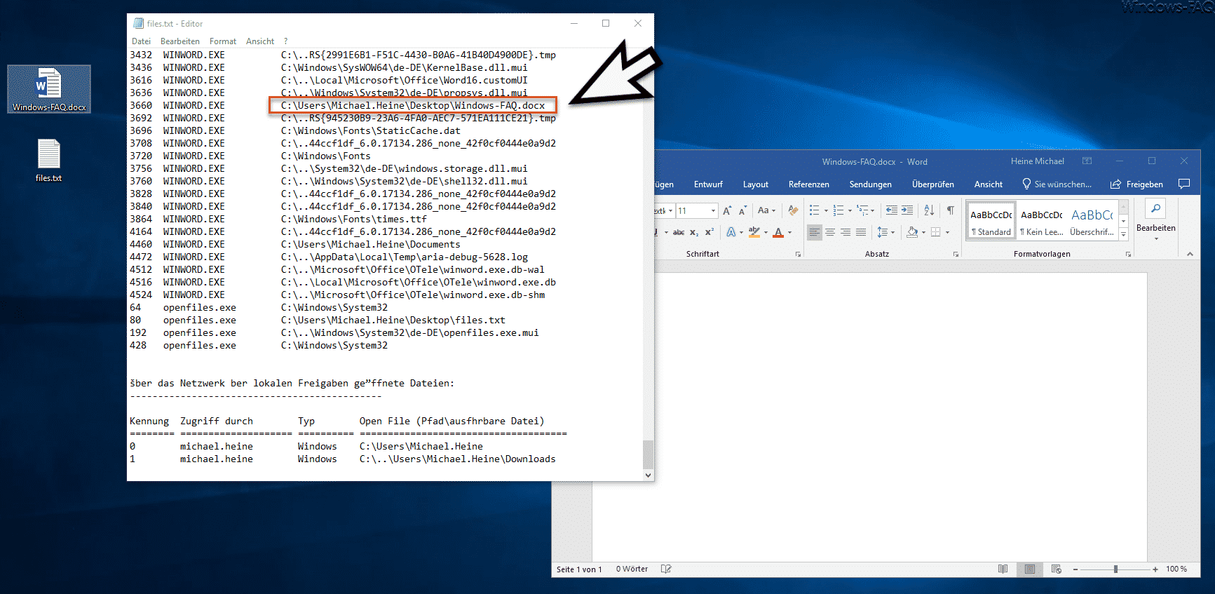 Geöffnete Dateien unter Windows herausfinden