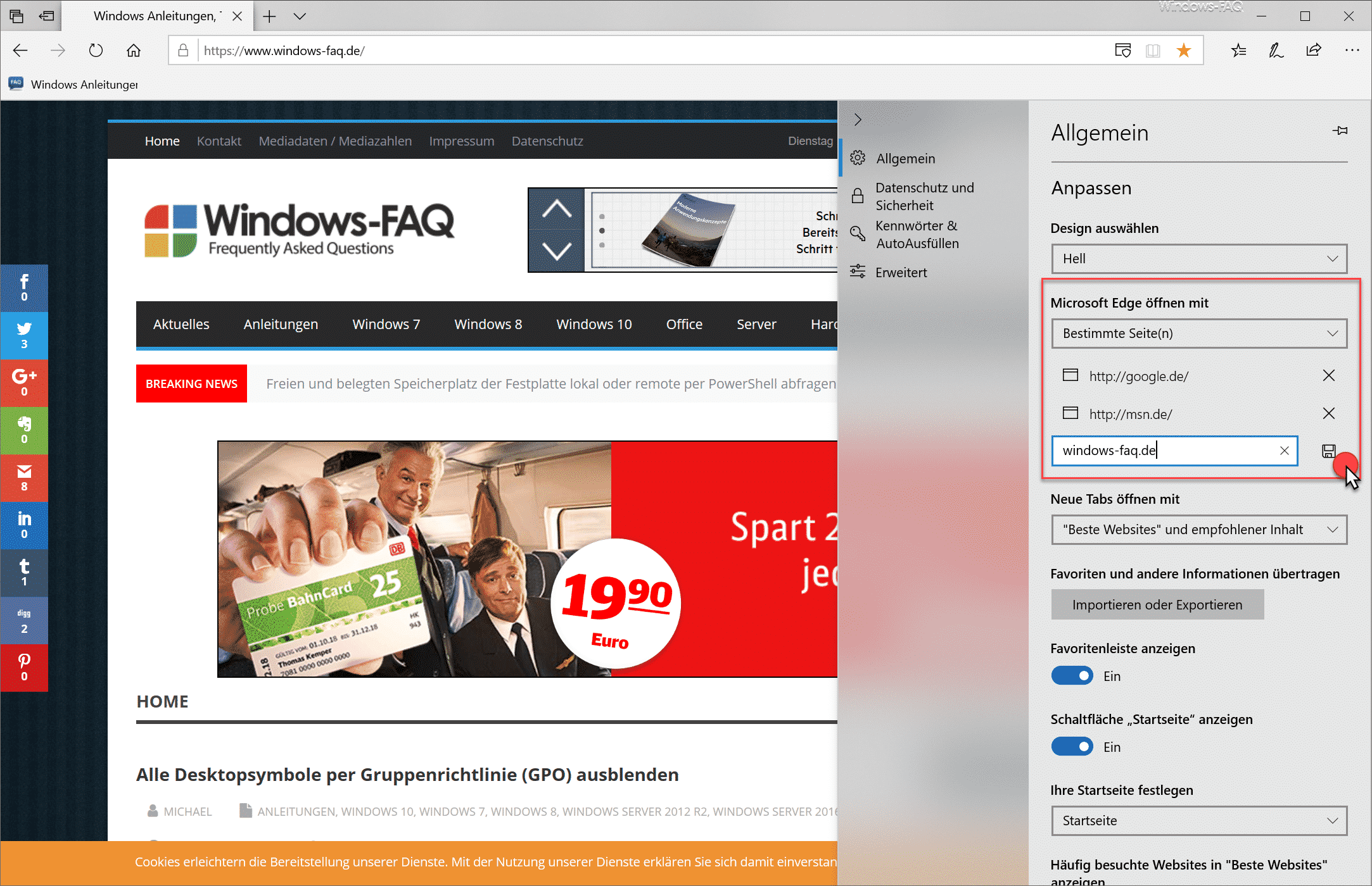 Microsoft Edge öffnen mit