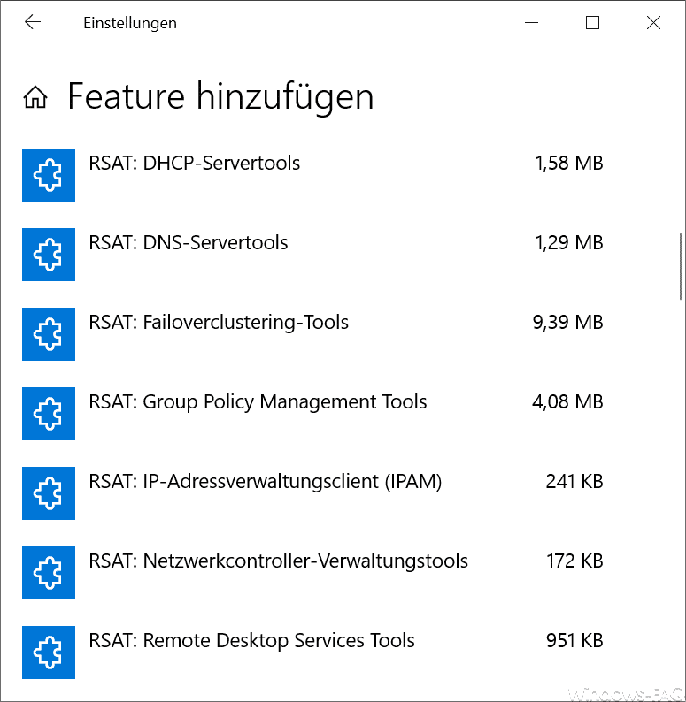 RSAT Tools installieren bei Windows 10 Version 1809 per Windows Einstellungs-App