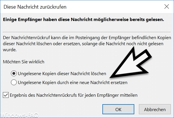 Ungelesene Outlook Nachricht löschen oder ersetzen
