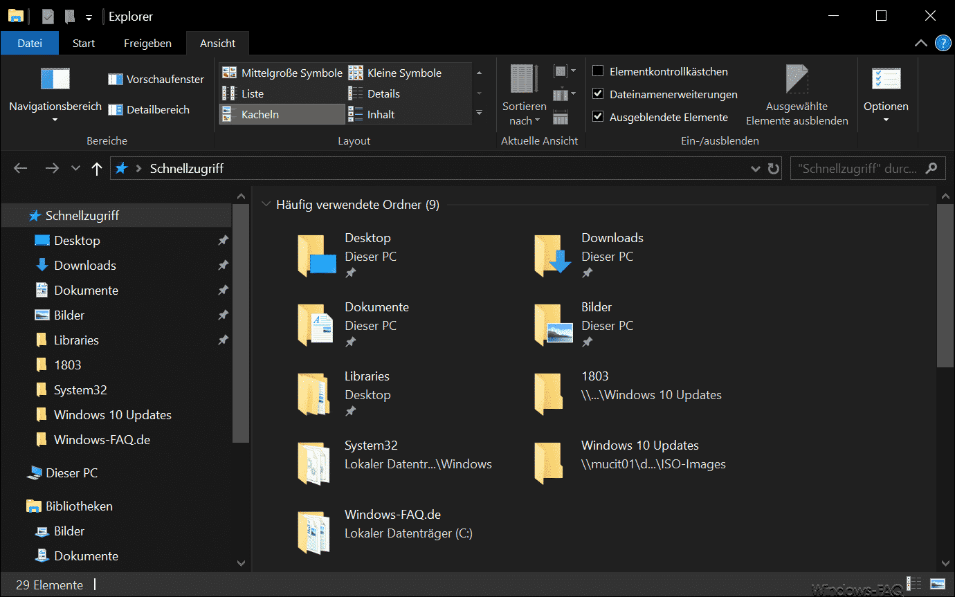 Dark Theme im Explorer bei Windows 10 Version 1809 aktivieren