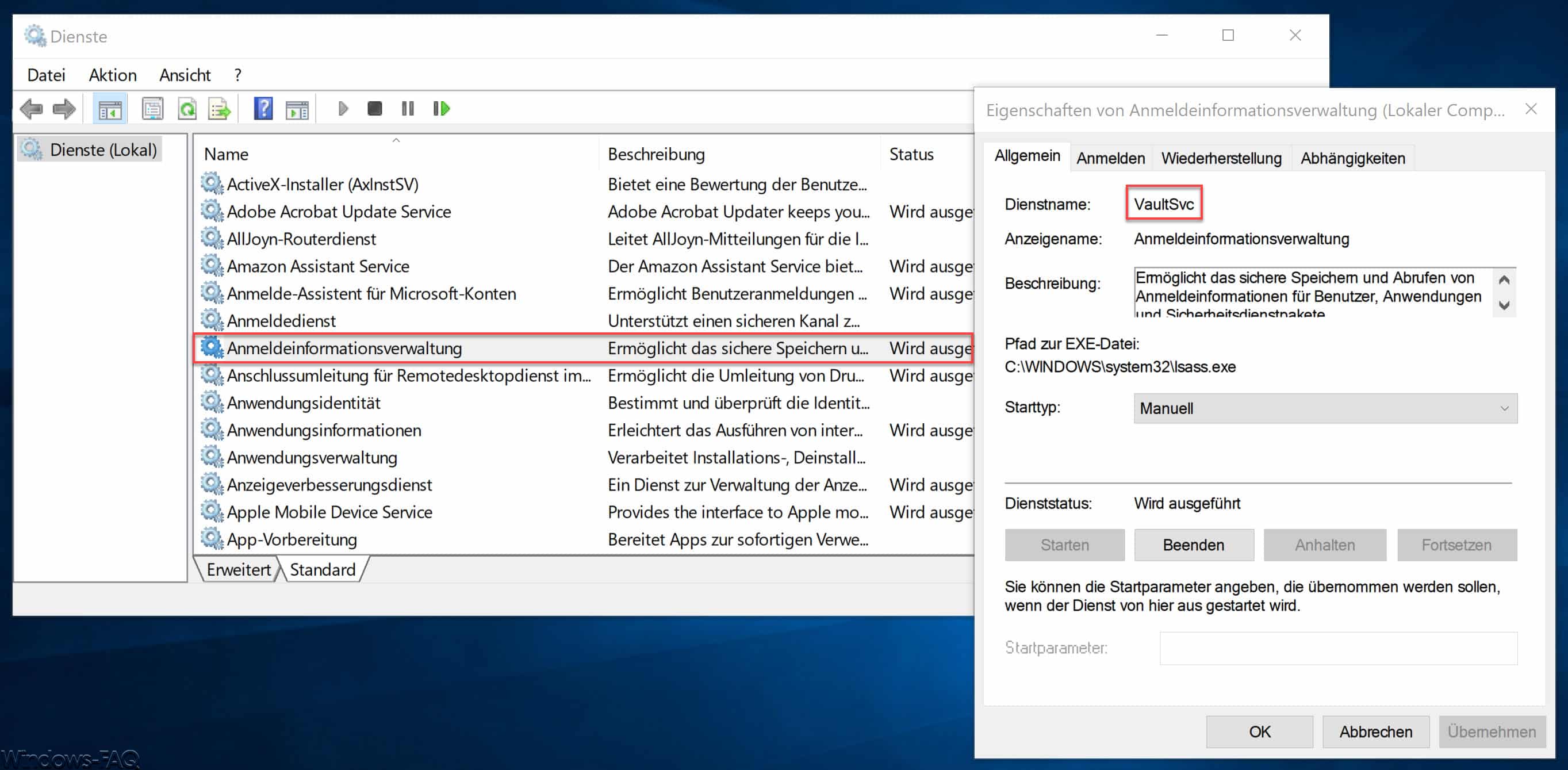 Windows Anmeldeinformationsverwaltung VaultSvc