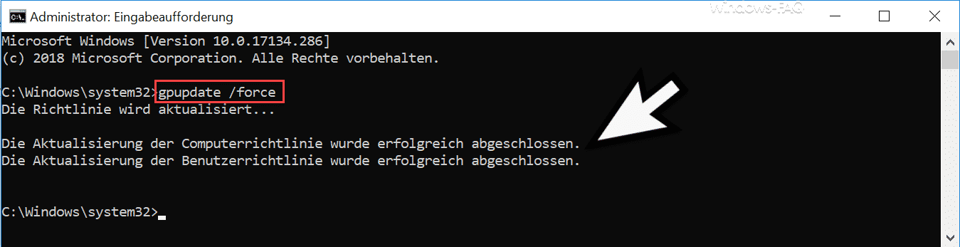 Gruppenrichtlinien per Befehl auf einem Windows Client aktualisieren