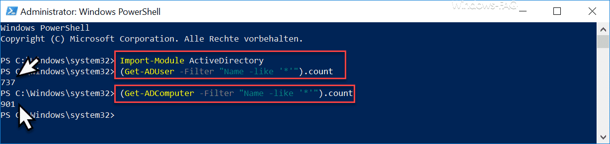 Anzahl der AD (Active Directory) Objekte zählen per PowerShell