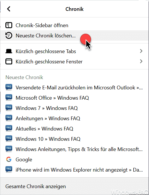 FireFox Neueste Chronik löschen...
