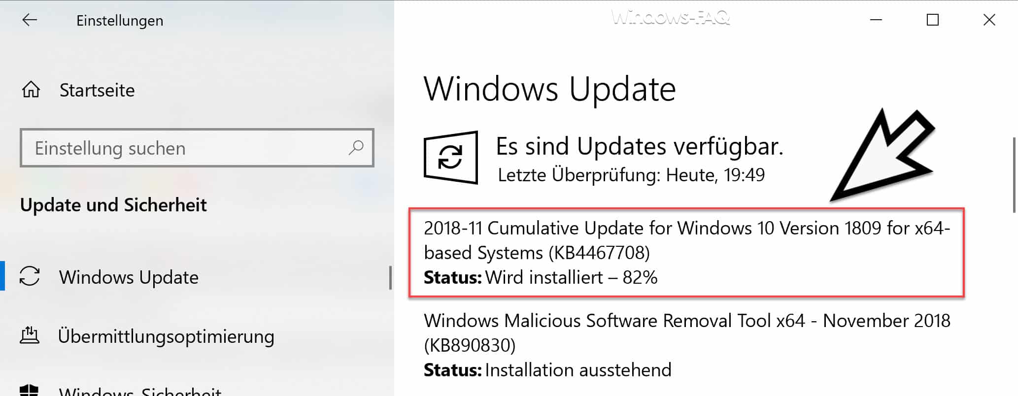 Download Update KB4467708 für Windows 10 Version 1809 Build 17763.134