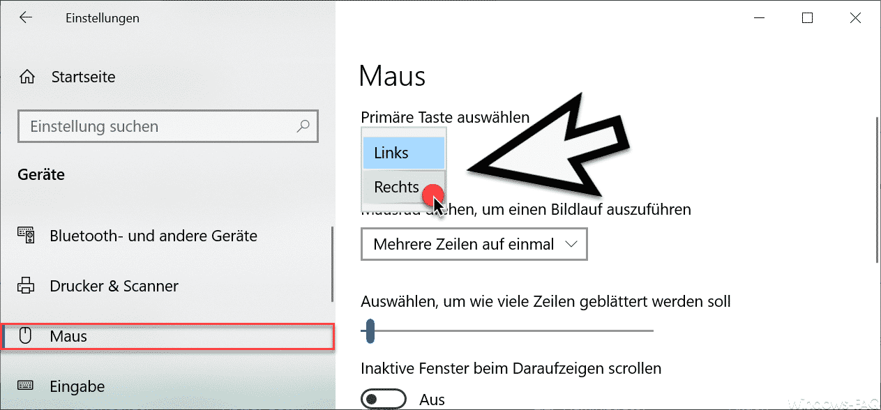 Rechte und linke Maustaste unter Windows 10 tauschen