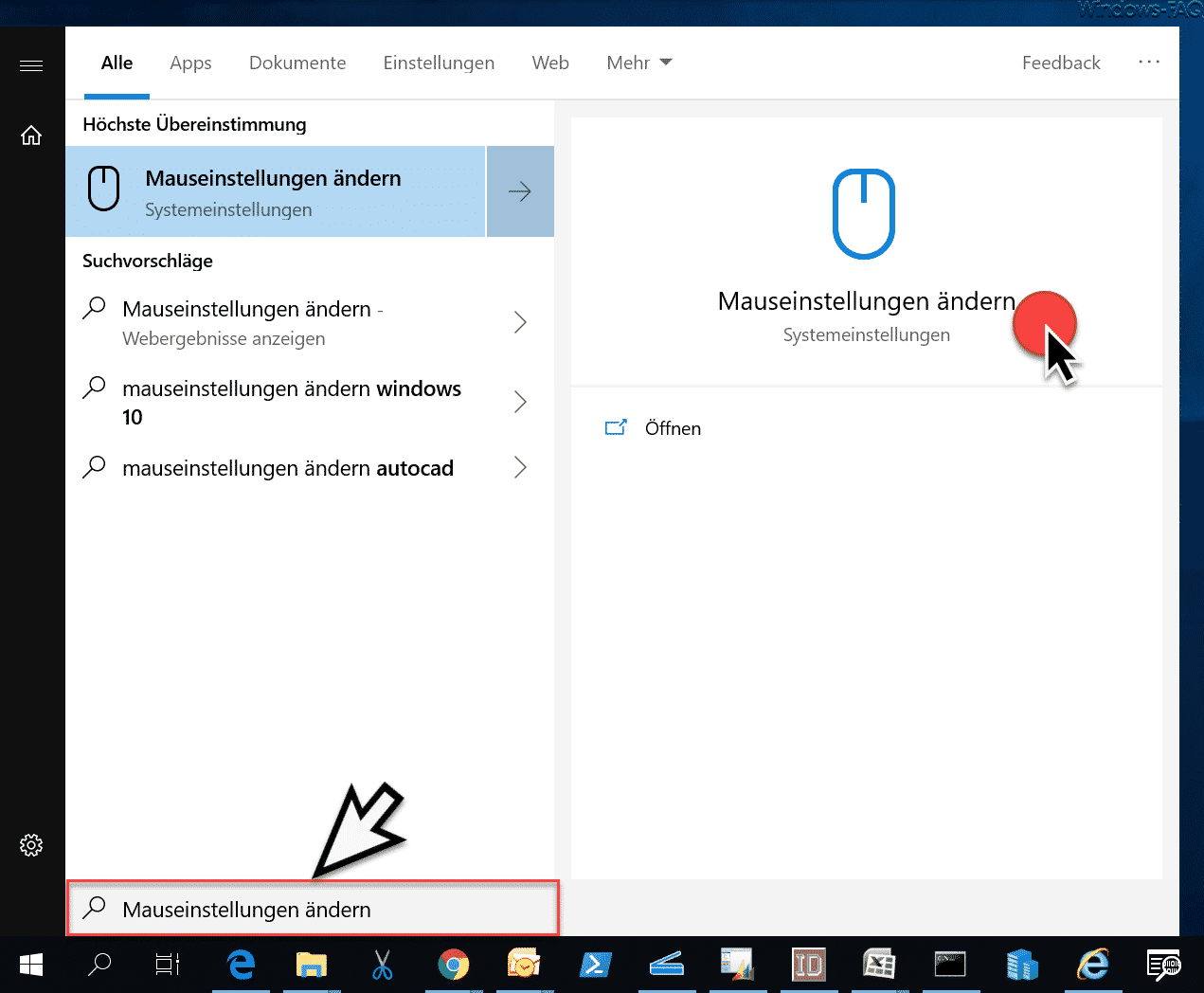 Mauseinstellungen ändern