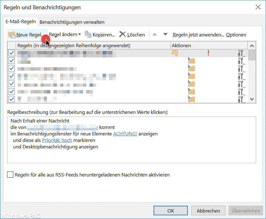 Outlook Regeln und Benachrichtigungen