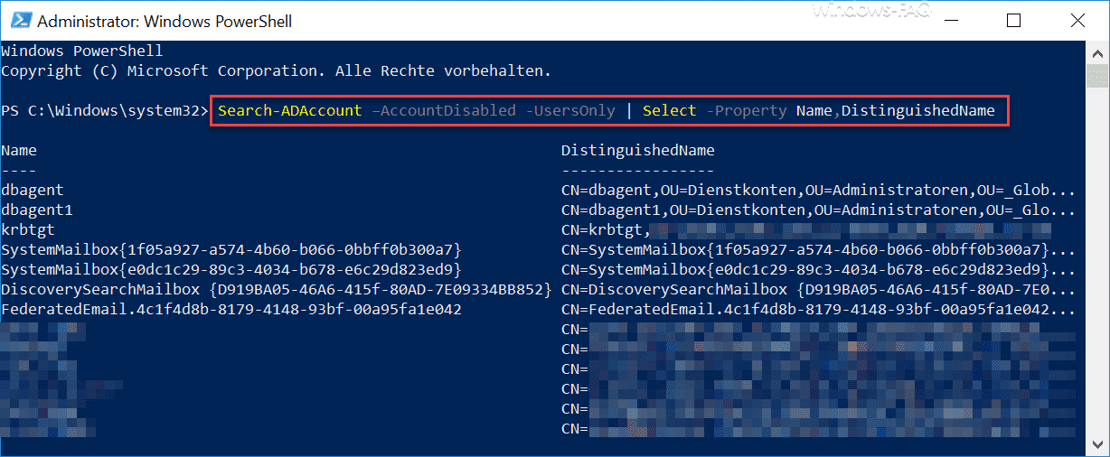 Per PowerShell alle deaktivierten AD Konten auflisten