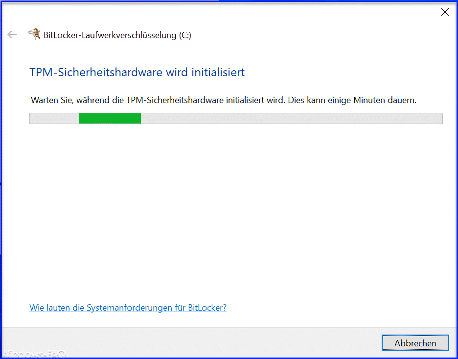 TPM Sicherheitshardware wird initialisiert