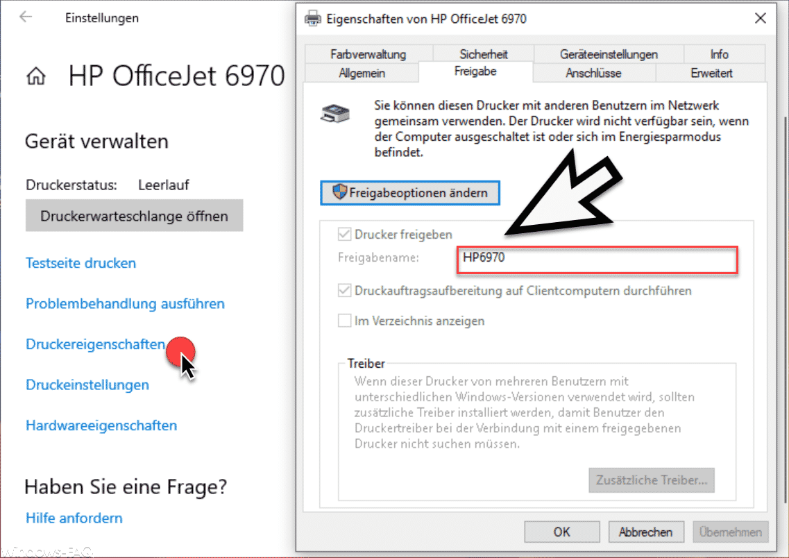 Windows 10 Druckerfreigabe