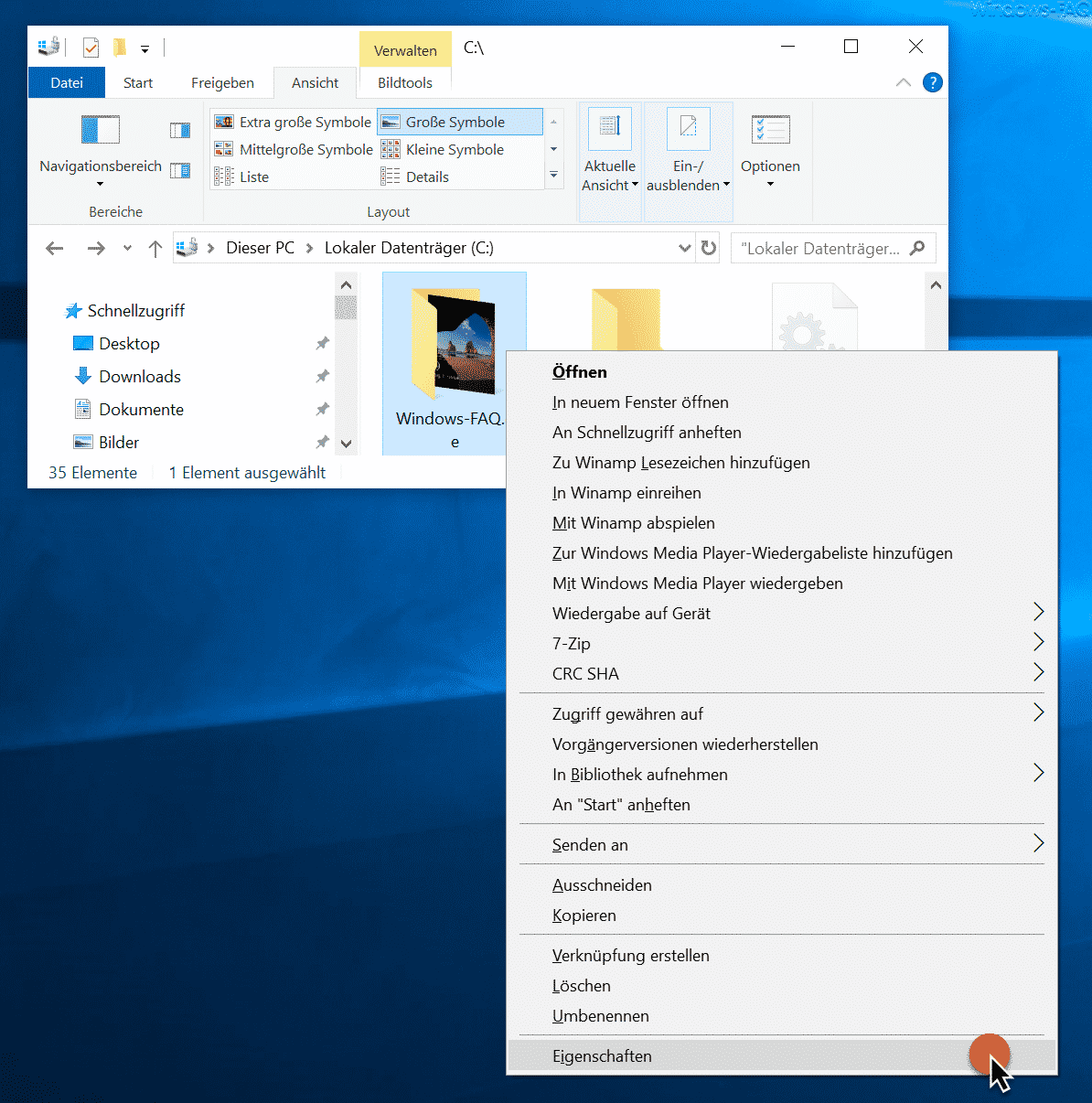 Windows Ordner Eigenschaften