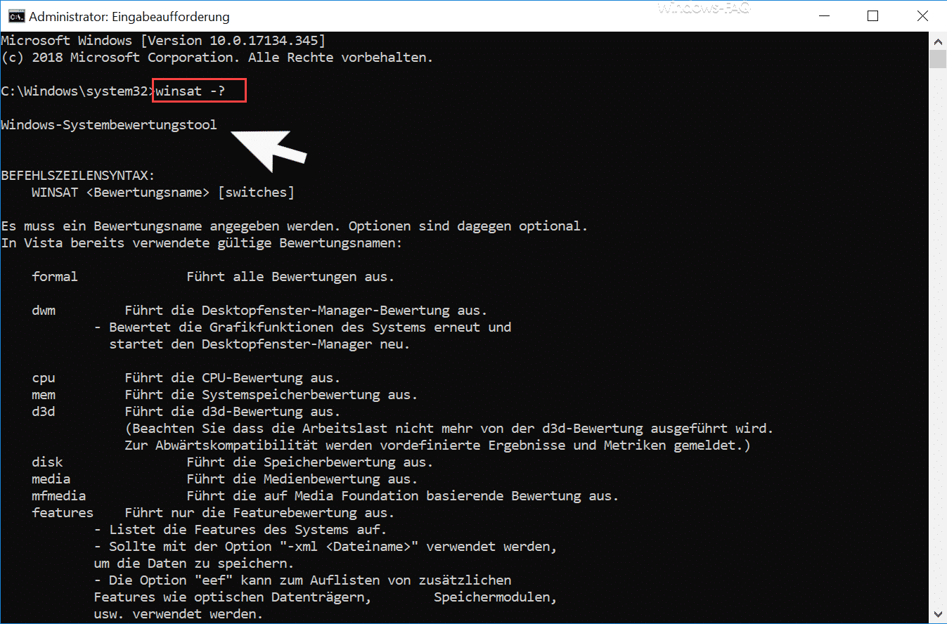 Windows Systembewertungstool WinSAT (PC Leistung messen)