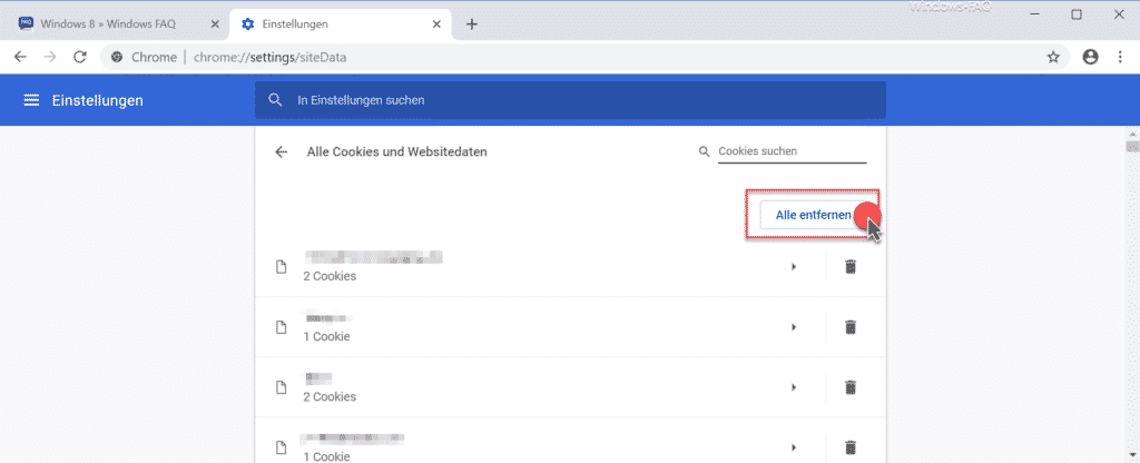Chrome Alle Cookies entfernen