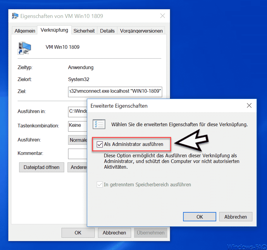 Hyper-V Verknüpfung als Administrator ausführen