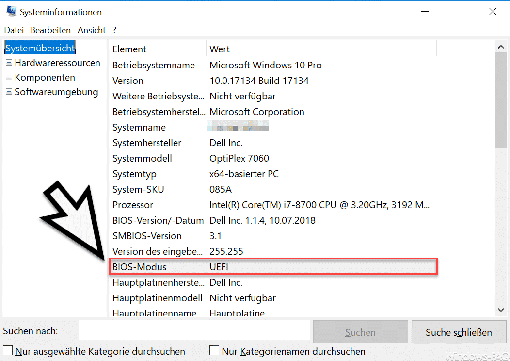 Feststellen ob Euer Windows 10 UEFI oder BIOS nutzt
