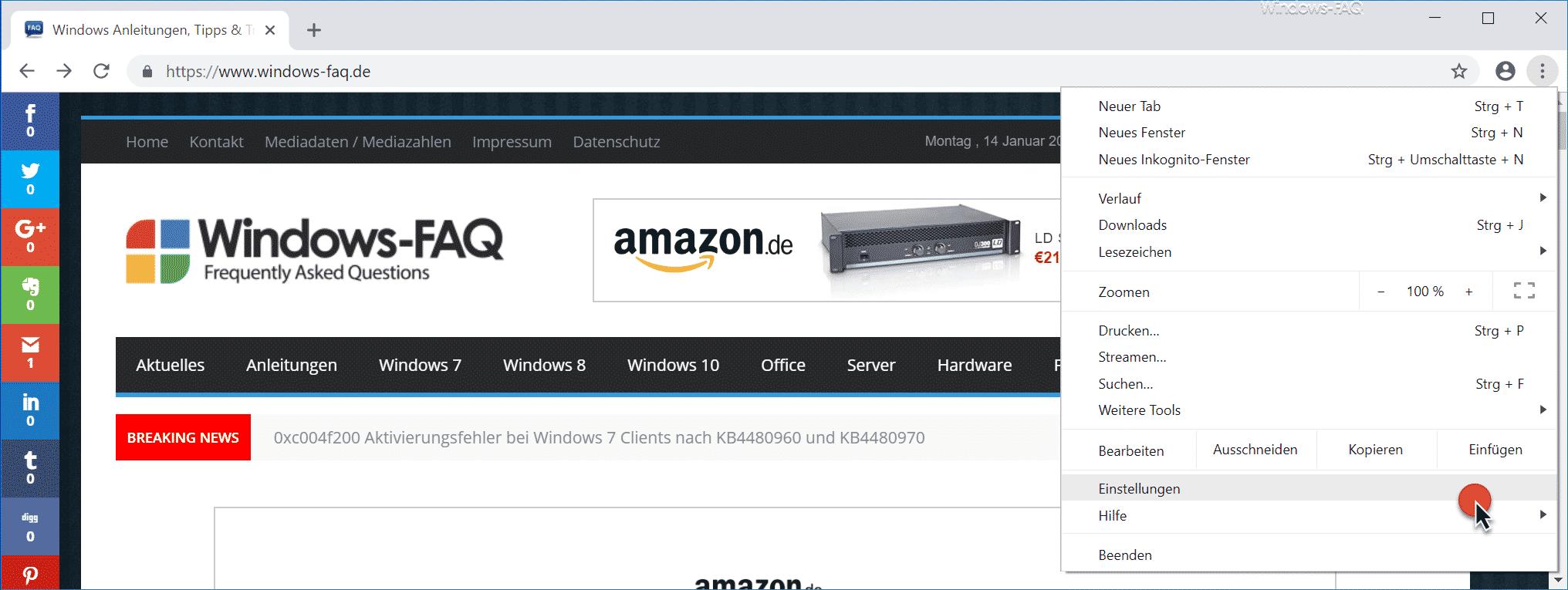 Chrome Einstellungen aufrufen