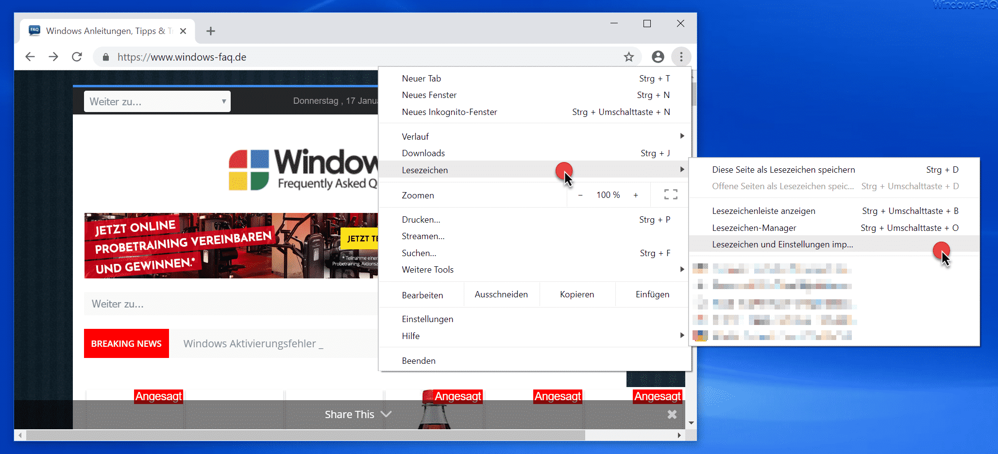 Chrome Lesezeichen und Einstellungen importieren