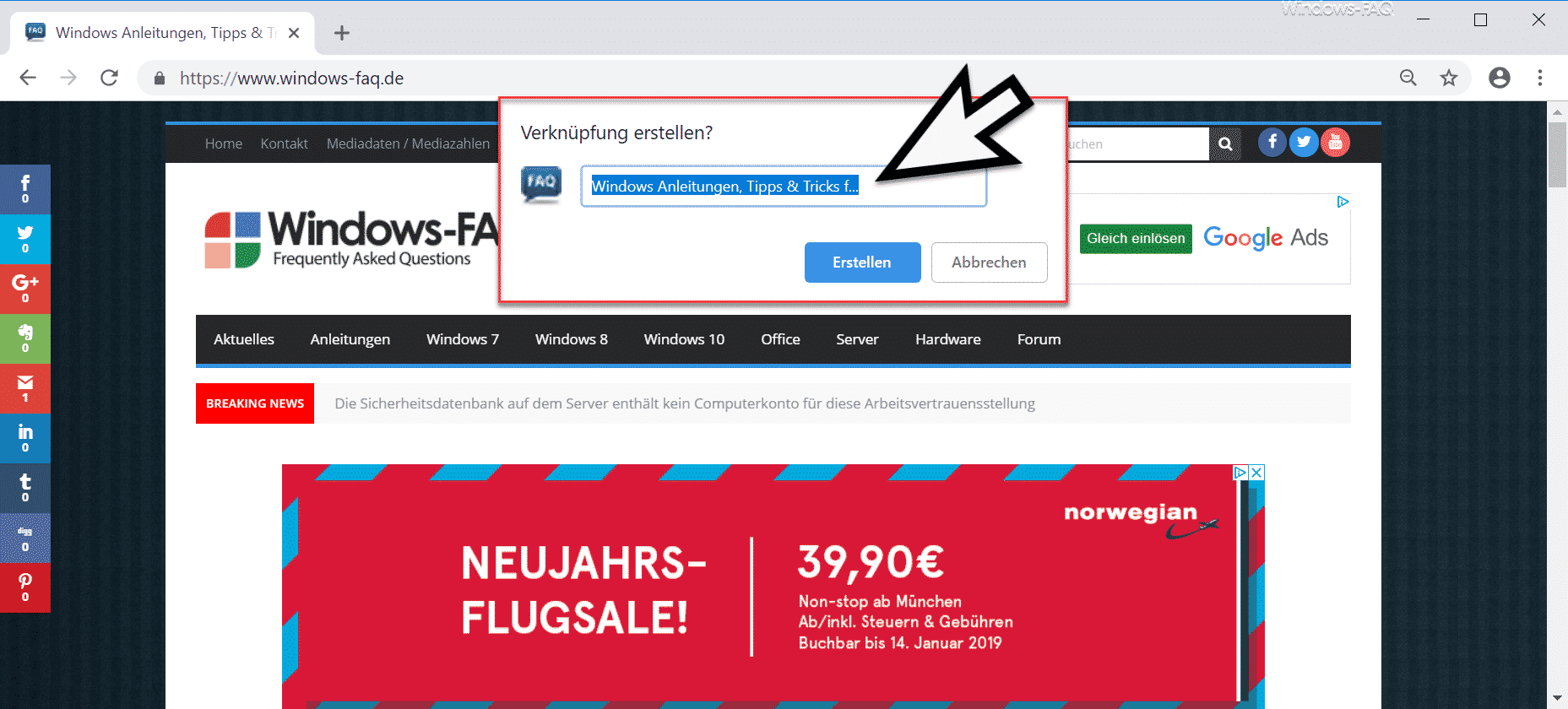 Chrome Verknüpfung erstellen