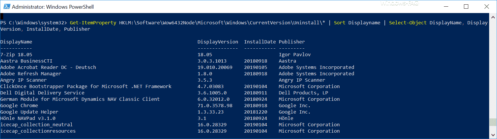 Software Inventarisierung per PowerShell Befehl