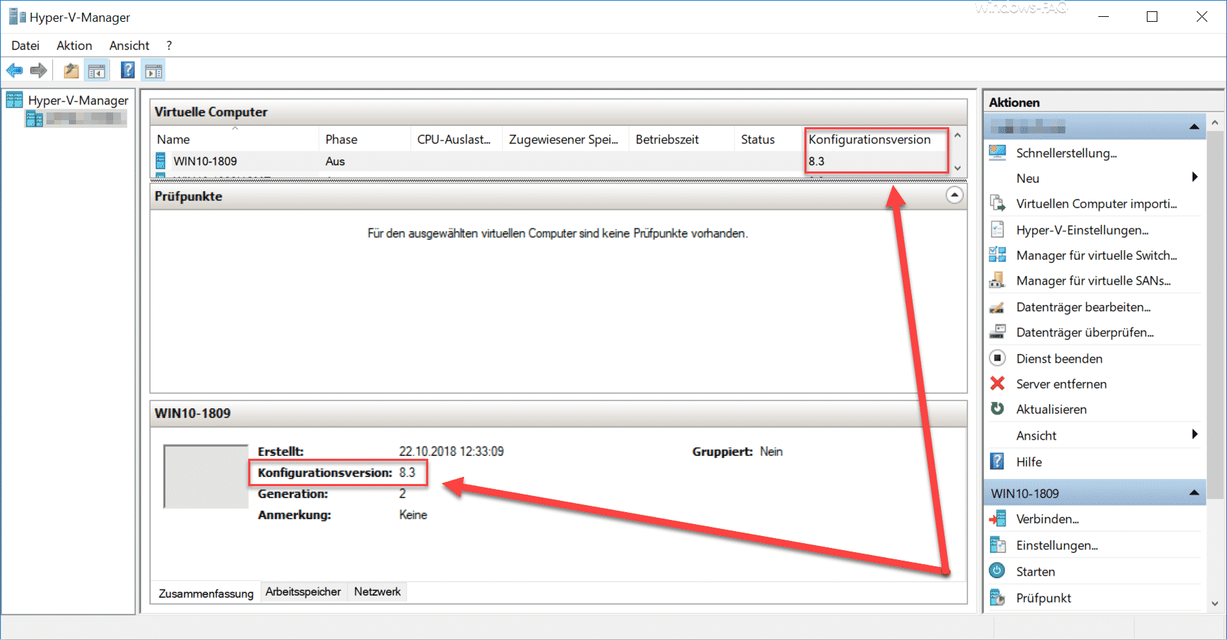 Hyper-V Konfigurationsversion