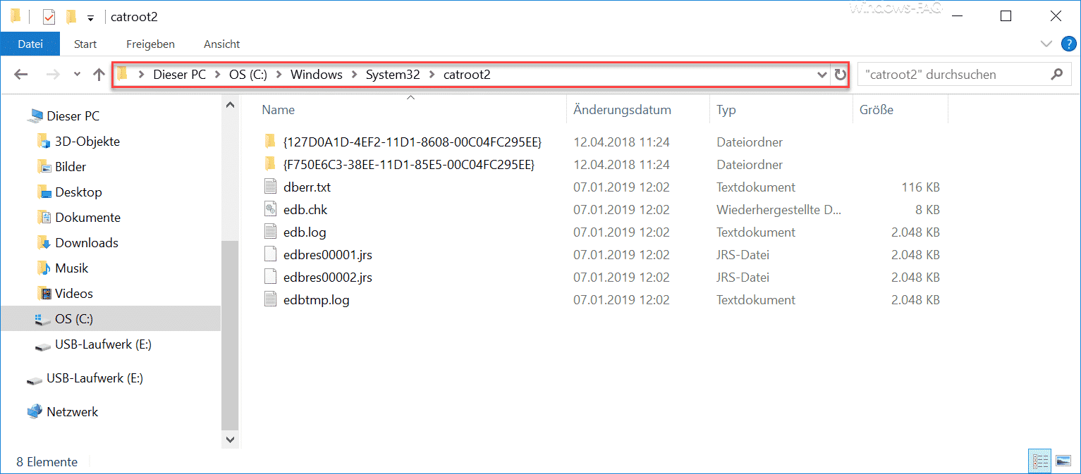 Inhalt Catroot2 Ordner