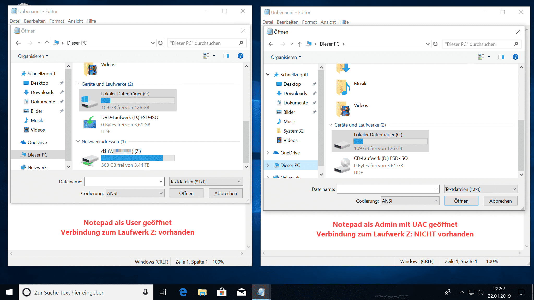 Zugriff auf Netzwerklaufwerke eines User auch als Administrator