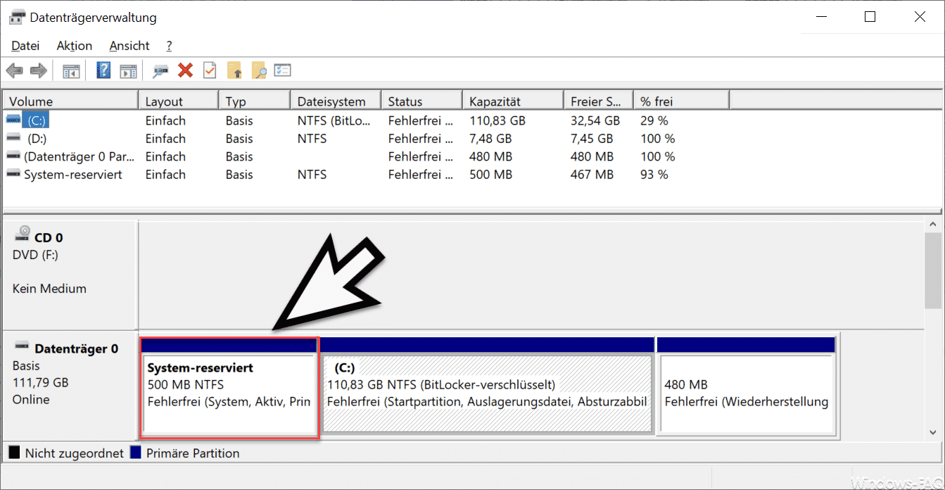 System Reservierte Partition BIOS Mode