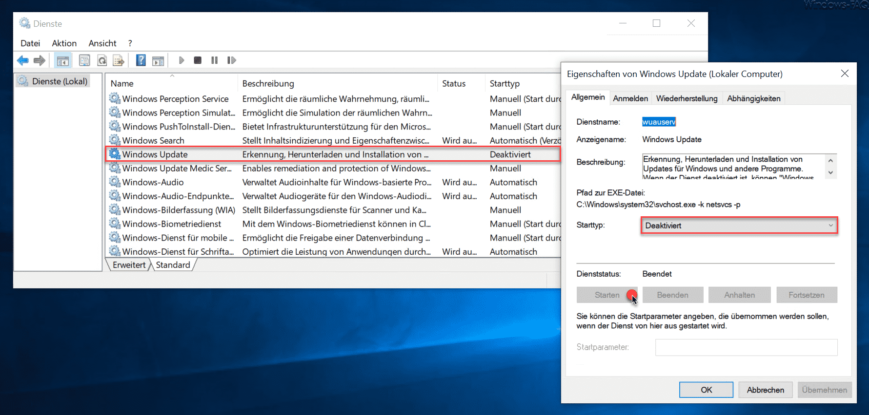 Windows Update Dienst starten