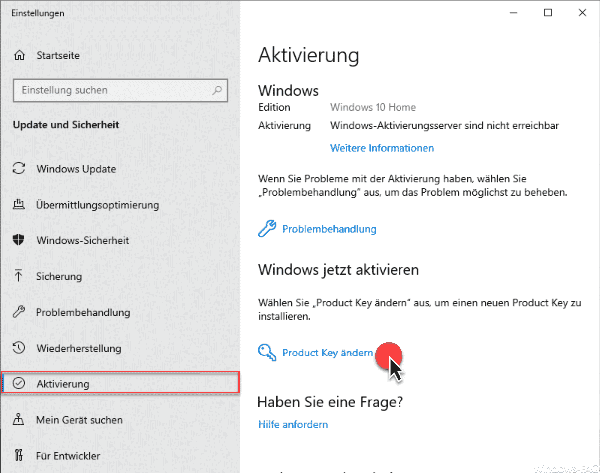 Windows 10 Home Product Key ändern
