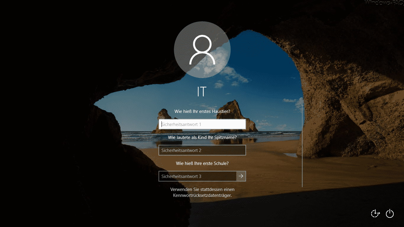 Windows 10 Kennwort zurücksetzen und Sicherheitsfragen beantworten