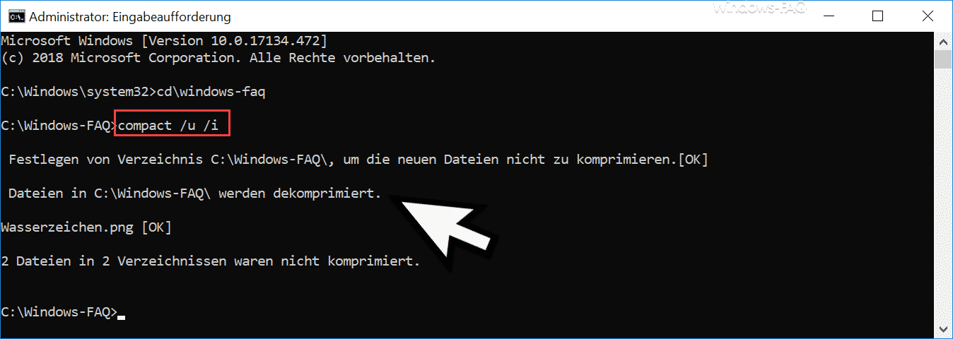 Windows Ordner mit Compact dekomprimieren